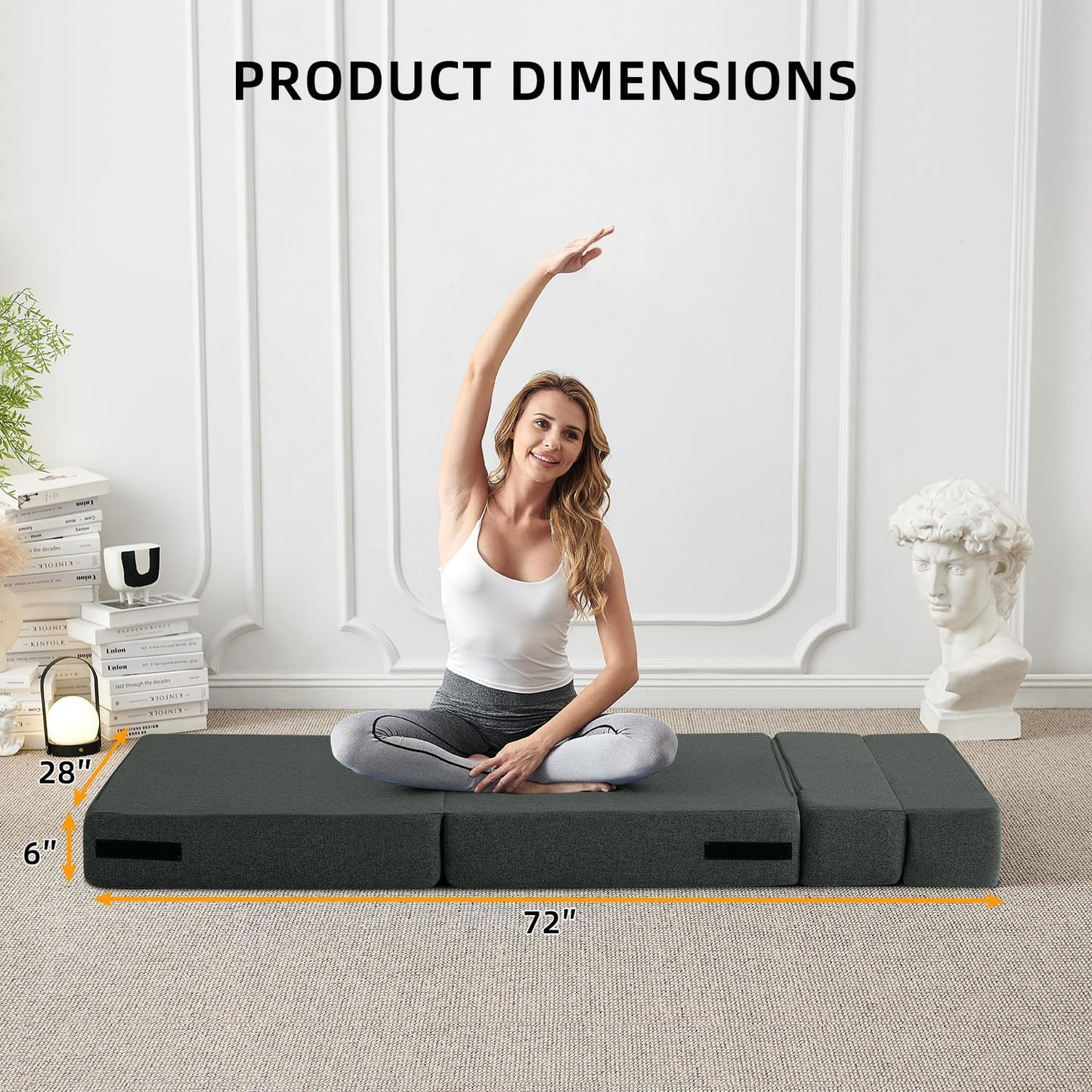 Convertible Folding Sofa Bed - Sleeper Chair with Pillow, Modern Linen Fabric Floor & Futon Couch, Foldable Mattress for Living Room/Dorm/Guest Use/Home Office/Apartment, Single Size, Dark Gray