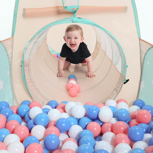 3 in 1 Kids Play Tent with Baby Ball Pit and Play Tunnel, Toddler Climbing Toys for Boys, Girls, Babies, Indoor Outdoor Pop up Playhouse Tunnel Toys (Balls NOT Included)