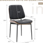 BV Dining Chairs Set of 6, PU Leather Armless Kitchen Chair in Modern Walnut Style, Mid Century Bentwood Side Chair with Metal Legs, Retro Accent Guest Chair for Kitchen Dining Room(Black)