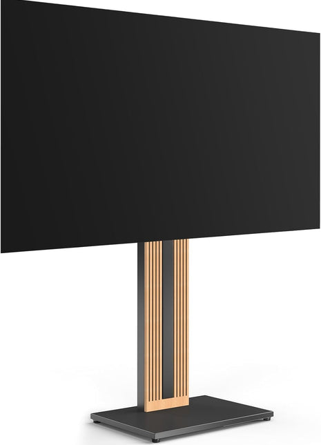 Scandinavian-Inspired Wood TV Stand with Swivel Mount and Concealed Back Storage for 32-65 Inch TVs, Zen Series, Black