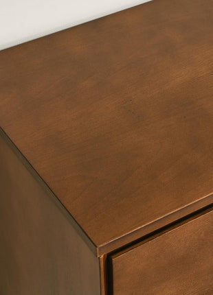 47.3" Mid-Century Modern Sideboard Buffet Cabinet with Solid Wood Frame and Legs, Featuring 2 Doors and 3 Drawers for Kitchen and Entryway in Walnut Finish