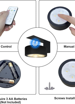 Battery-Powered Picture Lighting Set - 3-Pack Magnetic Art Display Lights with Remote Control, Dimmable Timer, and Three Lighting Modes for Portraits and Wall Decor