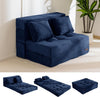 Convertible Sofa Bed, Fold Out Loveseat Sleeper Sofa with Pillow, 4 in 1 Tufted Folding Couch Bed Foam Floor Couch, Lazy Chair for Living Room Bedroom Guest Room, Navy