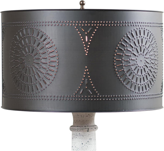 Floor Lamp Drum Shade with Chisel in Kettle Black