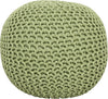 · round Pouf Foot Stool Ottoman - Cotton Knitted Cord Boho Pouffe - Cable Poof Filled Footrest Stuffed for Living Room - Nursery - Bedroom - Patio - Lounge (19.5"X19.5"X14") - Kiwi