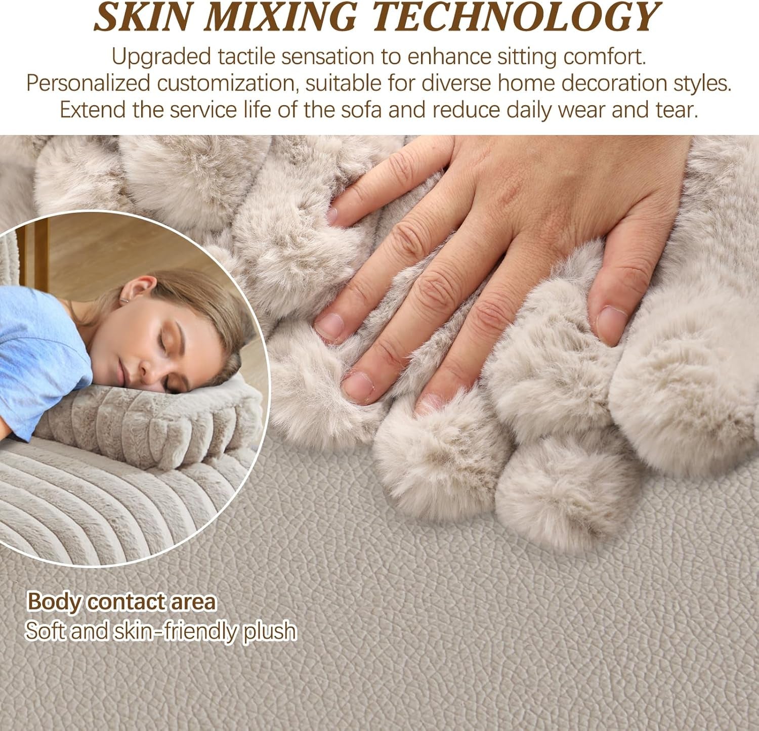 Oversized Reclining Sofa with Flip-Up Middle Backrest, Manual 3 Seater Recliner Sofa, Wall Hugger Recliner Couch with Outlets/Usb Ports for Living Room, Bedroom(Beige, Sofa)