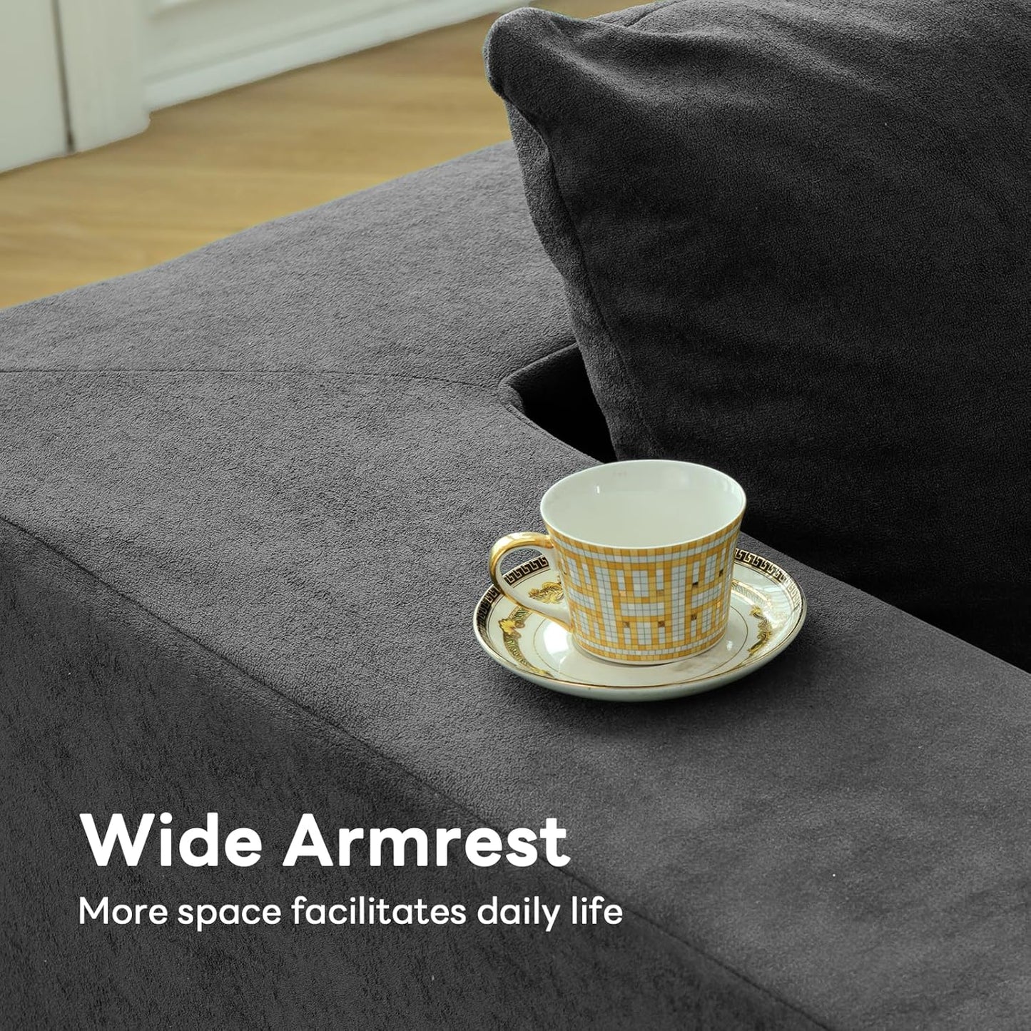 Modular Sectional Sofa - Modern L Shaped Boneless Couch with Deep Seat, Upholstered Sectional Couches for Living Room, Bedroom, Office, No Assembly Required, Gray