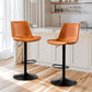 Vintage Bar Stool Height Adjustable Crazy Horse Leather Bar Chair X-Large Base and Seat Bar Stools, Ergonomic Bistro Stool with Footrest for Kitchen Dining Bistro Pubx Set of 2 Whisky Brown