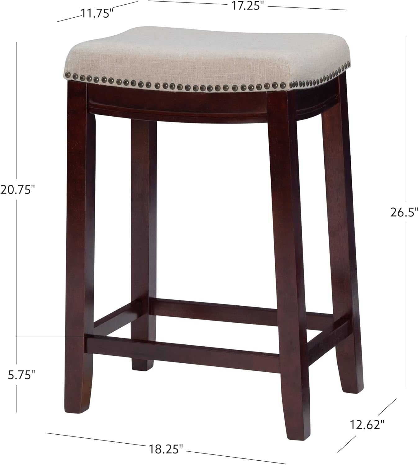 Harper Beige & Dark Walnut 24" Counter Stool, Beige/Dark Walnut (98325WAL-01-KD)