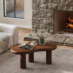 Cloud Coffee Table, Unique Design Accent Table for Living Room and Bedroom, Stylish and Functional Furniture Piece-Durable and Easy to Clean, Free Shape with 3 Legs, 33.9In, Dark Walnut