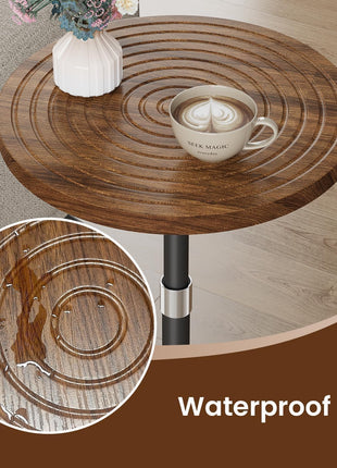 Adjustable-Height Round Side Table with Weighted Base, Versatile Cocktail and Accent Table for Living Spaces, Walnut Finish