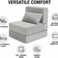 Folding Sofa Bed, Convertible Sleeper Chair with Pillow, Foldable Mattress & Back Support, Portable Floor Lounger Futon for Apartment, Dorm, Living Room, Bedroom, Grey