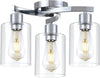 3-Light Semi Flush Mount Ceiling Light, Modern Close to Ceiling Light Fixtures with Clear Glass Shades, Chrome Light Fixture for Kitchen, Dining Room, Hallway, Entryway, Foyer