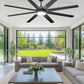 72'' Large Ceiling Fans with Lights, Modern Black Ceiling Fan Remote/App Control, Dimmable, Quiet DC Motor Big Ceiling Fan for Indoor/Covered Outdoor