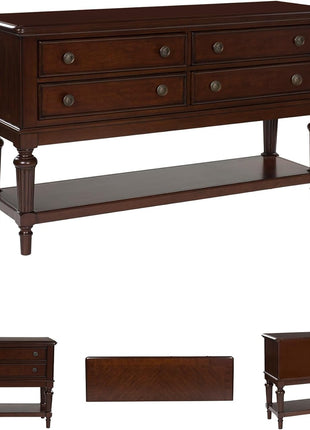 Lavinton Classic 4-Drawer Dining Server with Open Shelf in Dark Brown by Signature Design by Ashley