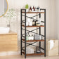 4 Tier Bookshelf - Small Book Shelf Industrial Bookcase, Narrow Book Case Book Storage Organizer for Cd/Movie/Book, Bookshelves for Bedroom Office Living Room Berry Brown
