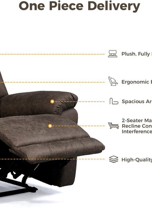 Oversized Manual Recliner Sofa - 86” Extra Wide Three-Seater Couch for Living Room with Dual Pull Handle Recliners, Upright Middle Seat, One-Piece Design, No Assembly Required, Performance Fabric