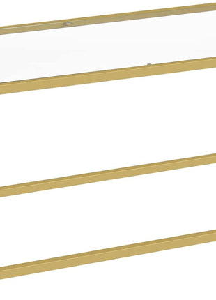 Contemporary Gold Glass Coffee Table for Living Room and Office, 39.4 x 19.7 x 17.7 Inches, Easy Assembly, Model GD04KF01