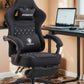 Gaming Chair with Footrest, Breathable Fabric Ergonomic Gamer Chair for Home Office, Extendable Long Leg Rest for Napping, Soft Seat with Lumbar Support, Gel Pad and Storage Bag, Black