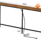 70 Inch Console Table with Outlet, Sofa Table with Charging Station, Narrow Entryway Table, Skinny Hallway Table, for Living Room, Rustic Brown