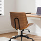 Mid-Century Modern Home Office Chair,Adjustable Height Desk Chair with Walnut Finish&Pu Leather,Armless Executive Computer Chair with 360° Swivel Rolling Wheels for Vanity, Bedroom&Workspace (Brown)