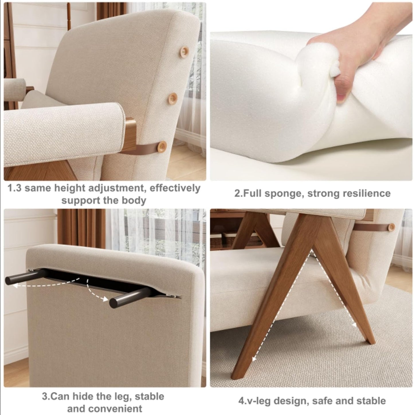 Convertible Sleeper Chair, 3-In-1 Single Sofa Bed for Adults，Pull Out Lounge Sleeper Chairs，Foldable with Adjustable Backrest (D31.8 X W24 X H31.8 Inch(Beige))