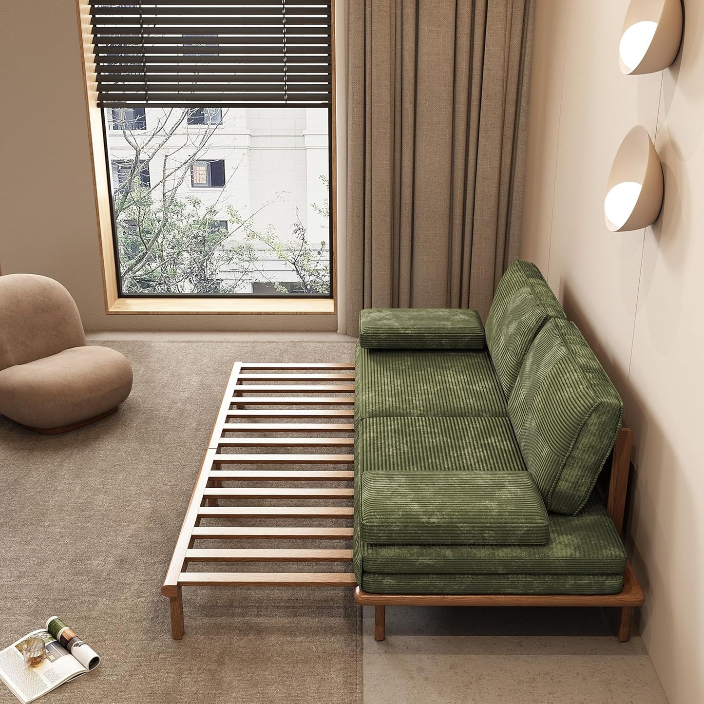 78.7" Sof Bed, Sleeper Pull Out Couch, Modern Couch Convertible Modern Futon for Living Room/prtment/Bedroom, Modulr Design Sof,Full Solid Wood Frme