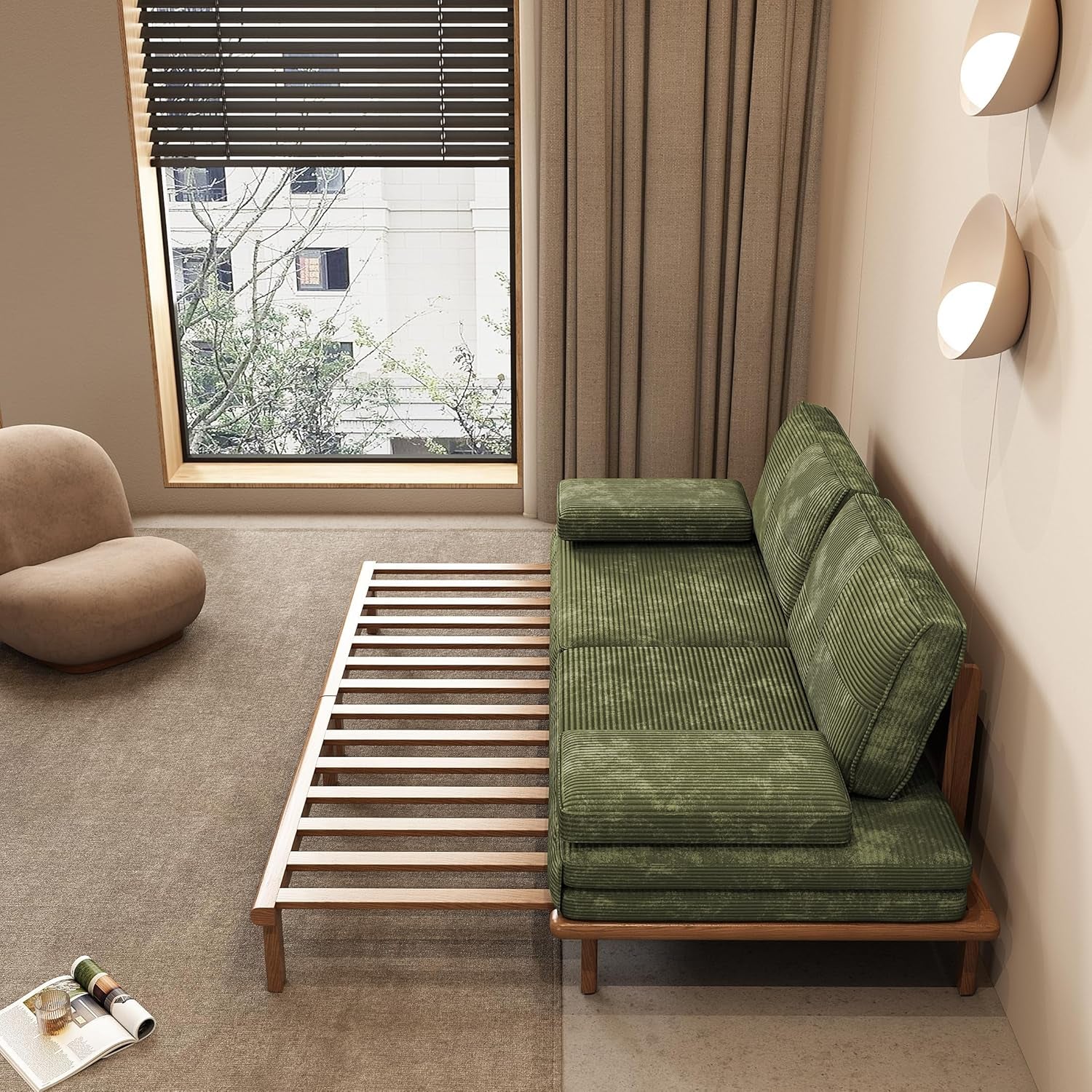 78.7" Sof Bed, Sleeper Pull Out Couch, Modern Couch Convertible Modern Futon for Living Room/prtment/Bedroom, Modulr Design Sof,Full Solid Wood Frme