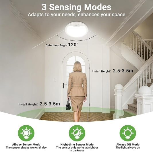 4Pack 9Inch Motion Sensor Ceiling Lights Wired,18W 1800Lm 3CCT/3 Mode/30-120S Timer, Bright White LED Flush Mount Light Fixture Motion Activated for Closet Pantry Hallways Stairwells Garage