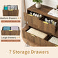 7 Drawer Dresser and Nightstand Sets for Bedroom, 3 Pcs Bedroom Set，Night Stand Set of 2 & 7 Drawer Dresser with Gold Handles, Wood Chest of Drawers Mid Century Storage Cabinet Set, Natural