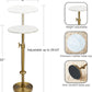 Adjustable-Height Marble Drink Table - 10X10X22-30, White Marble & Antique Brass, Modern round End Table, Side Table with Pedestal Stand for Small Spaces, Vintage Metal Martini Cocktail Accent