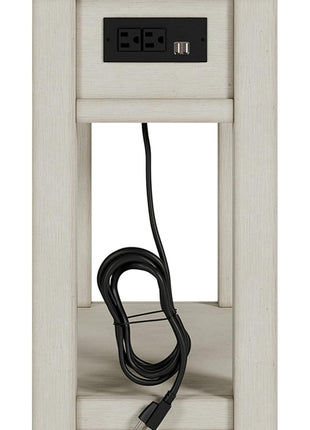 Bolanburg Chairside End Table with Charging Station by Signature Design by Ashley, Two-Tone Wood Accent Table with Drawer Storage and Plank Top in Antique White Finish for Living Room or Bedroom