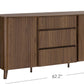 62" Sideboard Buffet Cabinet with Storage, Living Room Accent Cabinet with Drawers, Doors and Adjustable Shelves, for Bar, Kitchen, Walnut