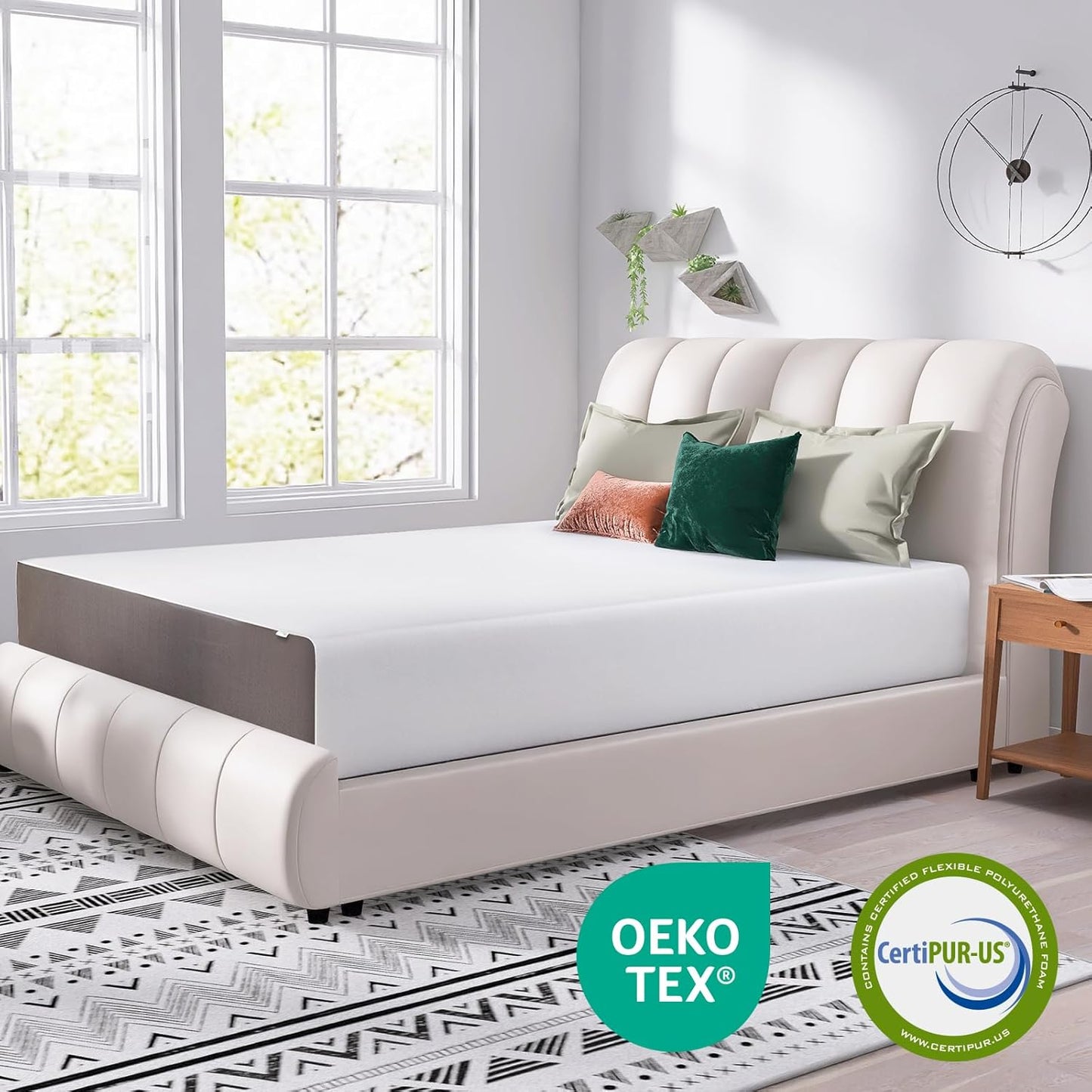 Memory Foam Mattress, Soft Plush Feel, 12 Inch, Queen, White/Grey