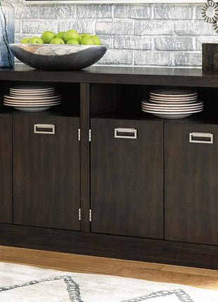 Hyndell 60.13" Contemporary Dark Brown Buffet Cabinet and Server