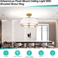 3-Light Semi Flush Mount Ceiling Light, 16" Drum Light with White Fabric Shade, Modern Close to Ceiling Lamp for Living Room Bedroom Dining Kitchen Hallway Entry (Brushed Gold)