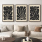 Framed Textured Wood 3D Wall Art for Living Room, Large Boho Floral Black and Beige Artwork for Walls, 3 Piece Abstract Bohemian Flower Wood 3D Art for Office Bedroom Hallway Wall Decor, 24X36 Inch