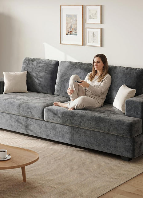 89" Grey 3-Seat Sectional Sofa for Living Rooms - Comfortable Loveseat for Small Apartments with 24" Deep Seat