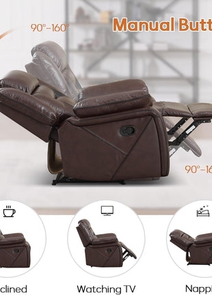 Faux Leather Dual Recliner Loveseat with Center Console, Hidden Storage, and Cup Holders - Dark Brown Sofa Chair for Living and Meeting Rooms