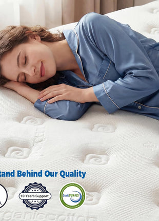 12-Inch Queen Hybrid Mattress - Medium Firm with Advanced Pocket Spring Technology for Optimal Motion Isolation, Enhanced Edge Support, and Breathable Comfort