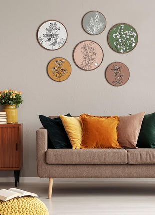 Set of 6 Bohemian Wooden Wall Art Decor for Bedroom, Living Room, and Office (Retro Design, 8-Inch and 10-Inch Sizes)