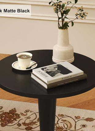 Set of 2 Round Pedestal Accent Tables with 15" Top and Solid Wood Legs for Small Spaces, Living Room, Bedroom, Corner (Black)
