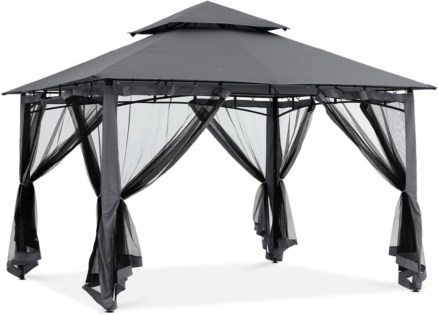 Gazebos for Patios 8X8 - Outdoor Steel Frame Gazebo with Mosquito Netting for Lawn Backyard Garden Deck (Dark Gray)