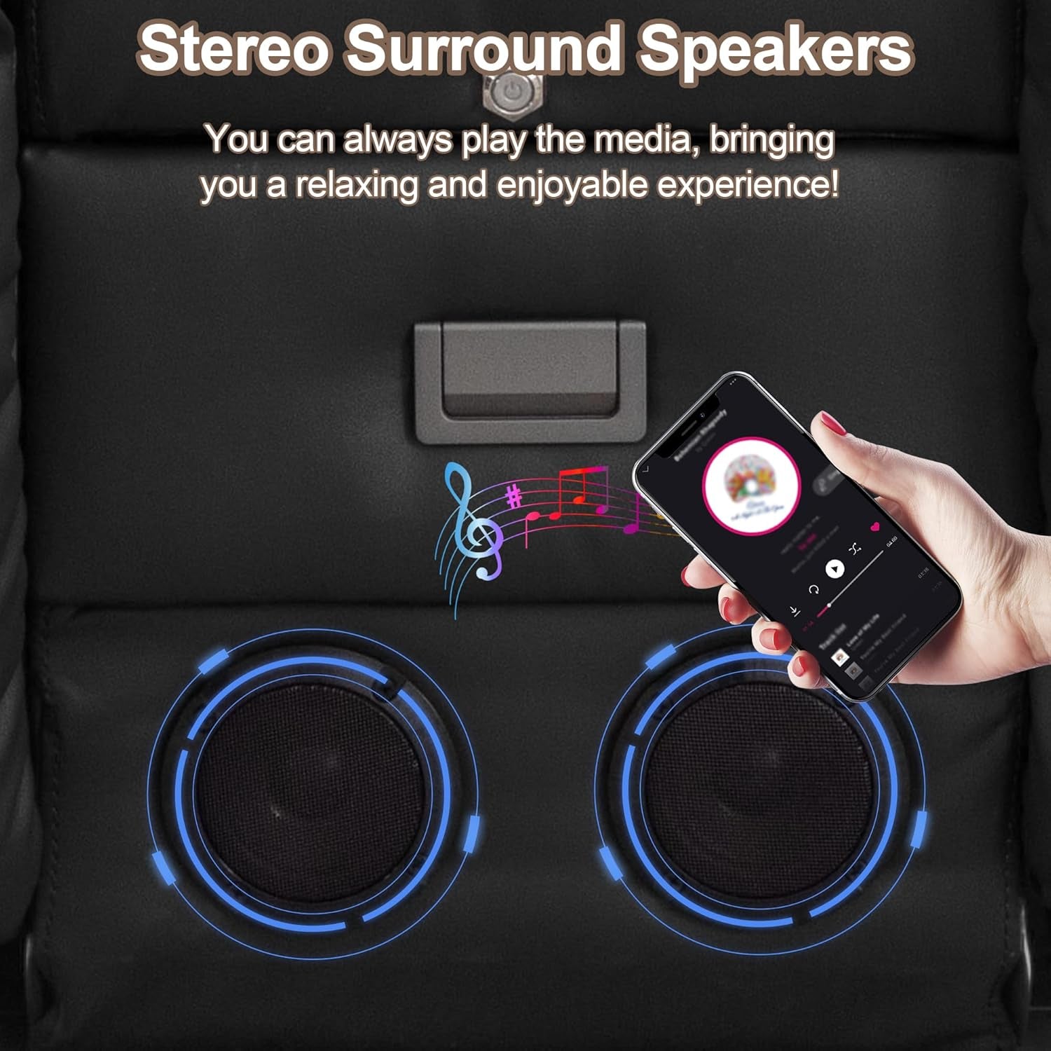 Power Loveseat Recliner Sofa with Massage & Heat Home Theater Seating with Console RV Recliner Loveseat Sofa with Usb/Outlet/Storage/Side Pocket/Led Light/Speaker (Black, Loveseat)