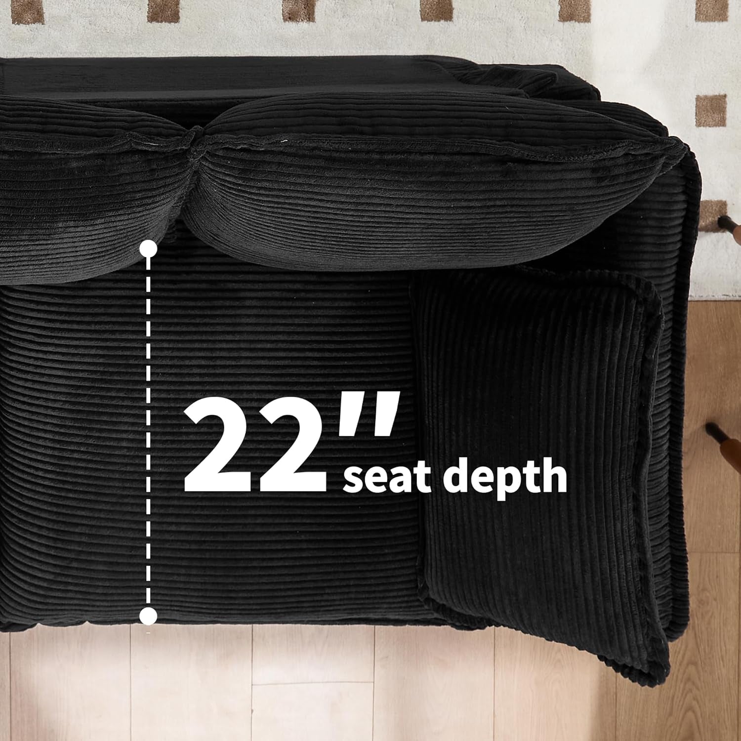 83" Loveseat Sofa, Cloud Couches for Living Room, Comfy Corduroy Couch with Deep Seat, Love Seat Couches for Bedroom, Apartment and Office, Easy Assemble for Small Space (Black)