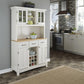 Buffet of Buffets Off-White Server with Hutch and Natural Wood Top