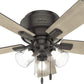 42 Inch Indoor Ceiling Fan with LED Lights and Pull Chain - Low Profile Mount Ceiling Fan, 5 Blades, for Bedroom, Living Room, or Kitchen, Quiet - Crestfield 52153, Noble Bronze