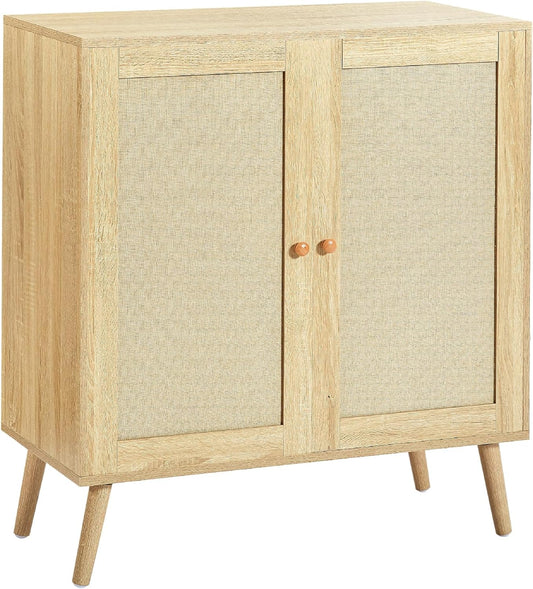 Buffet Cabinet with Storage, Sideboard Storage Cabinets with Adjustable Shelf & 2 Doors, Accent Furniture Multifunctional Cupboard Liquor Coffee Bar for Kitchen, Living Room, Entry, Nature