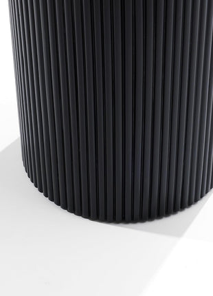 Luxenhome 21-Inch Fluted Black Round Side Table - Contemporary Accent End Table for Living Room, Bedroom, and Nightstand Applications