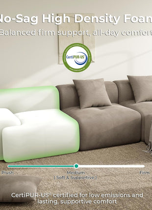 118" Lumicord Modular Sectional Sofa with Ottoman - Ready to Use in Elegant Light Brown Corduroy for Your Living Room